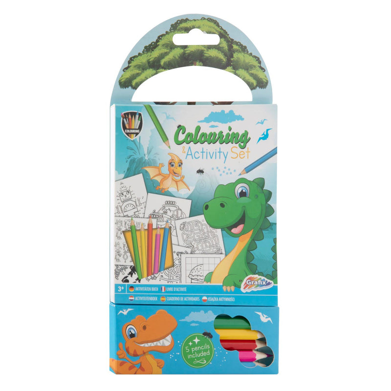 Dino Coloring and Activity Block with Crayons