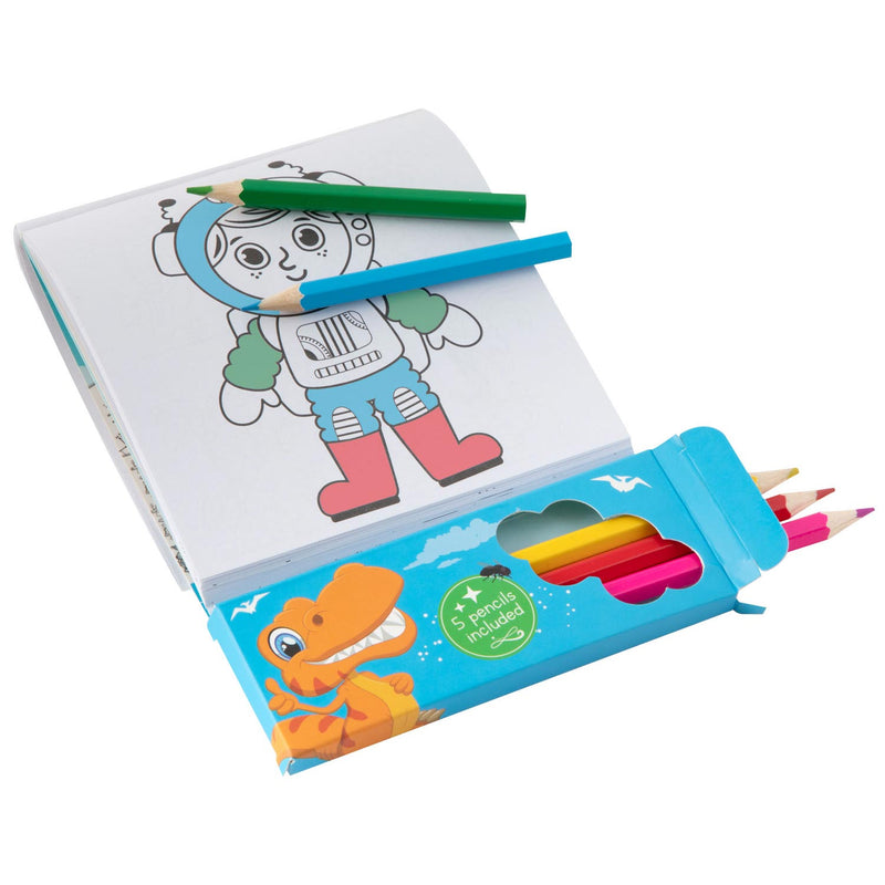 Dino Coloring and Activity Block with Crayons