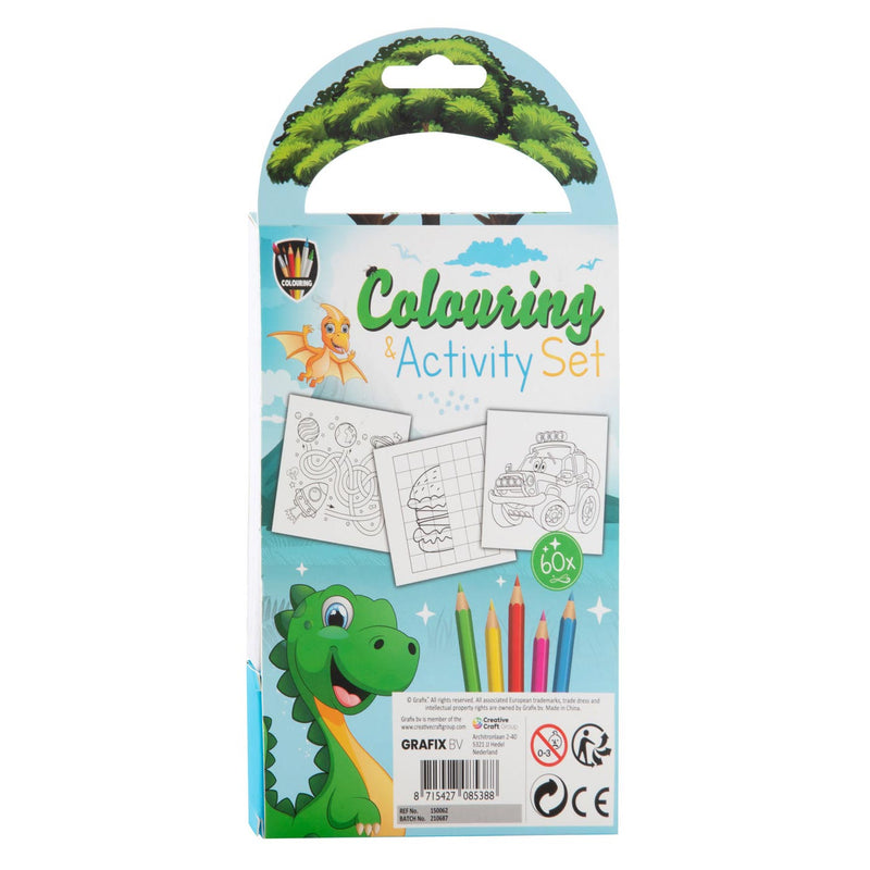 Dino Coloring and Activity Block with Crayons