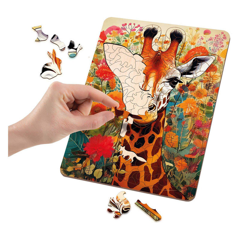 Wooden Giraffe Puzzle - Unique Shapes - 130 pcs.