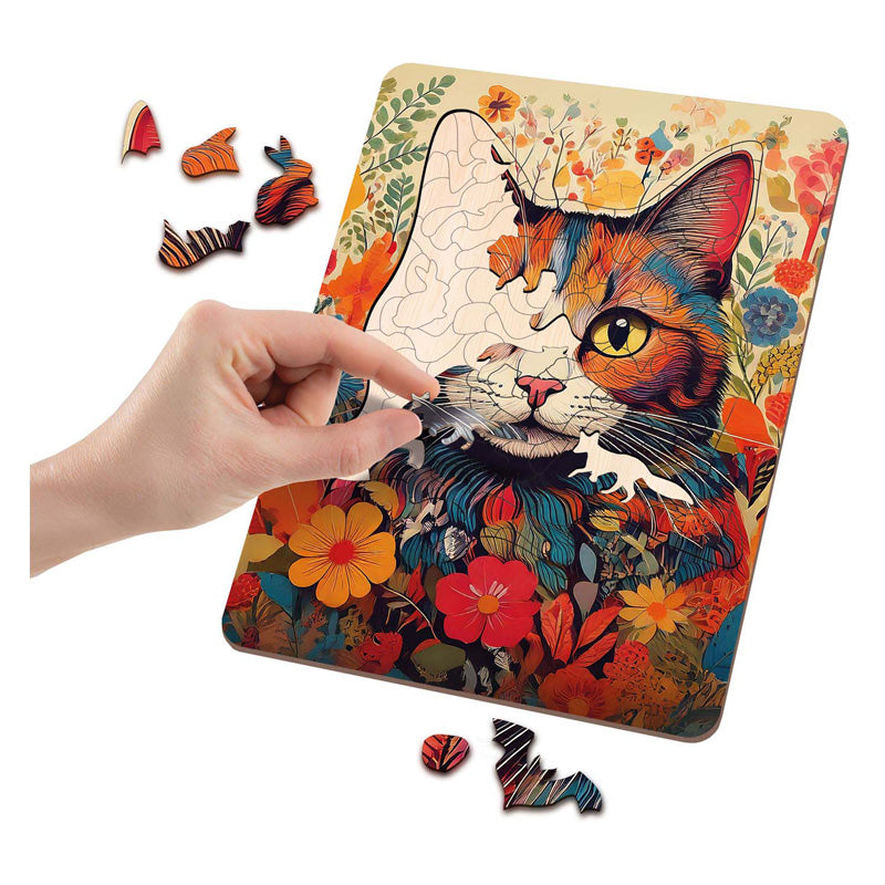 Wooden Cat Puzzle - Unique Shapes - 130 pcs.