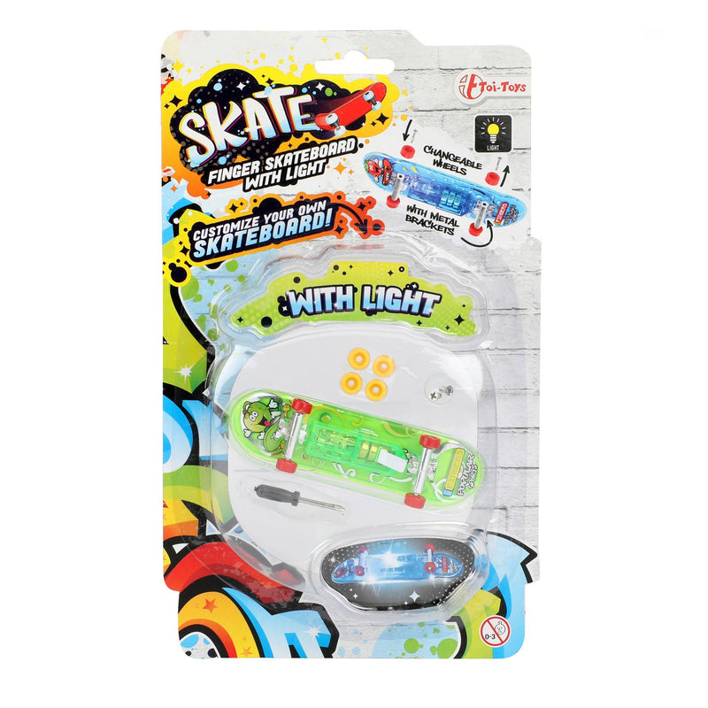 Fingerskateboard mit Licht und Ersatzrädern