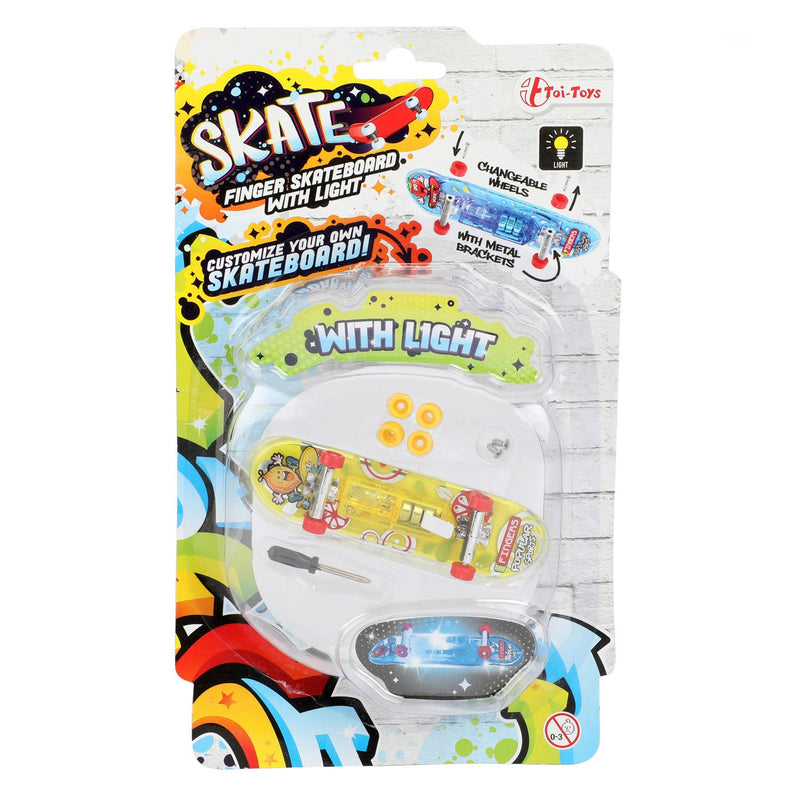 Fingerskateboard mit Licht und Ersatzrädern