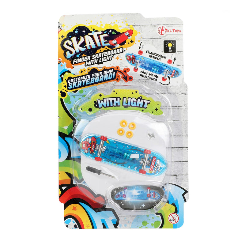 Fingerskateboard mit Licht und Ersatzrädern