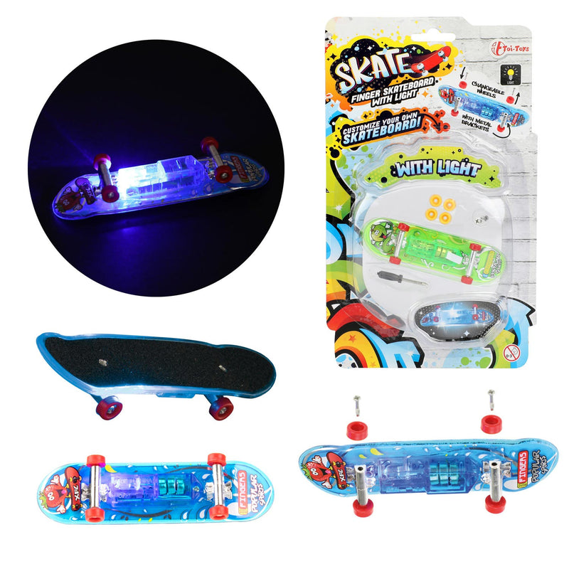 Fingerskateboard mit Licht und Ersatzrädern