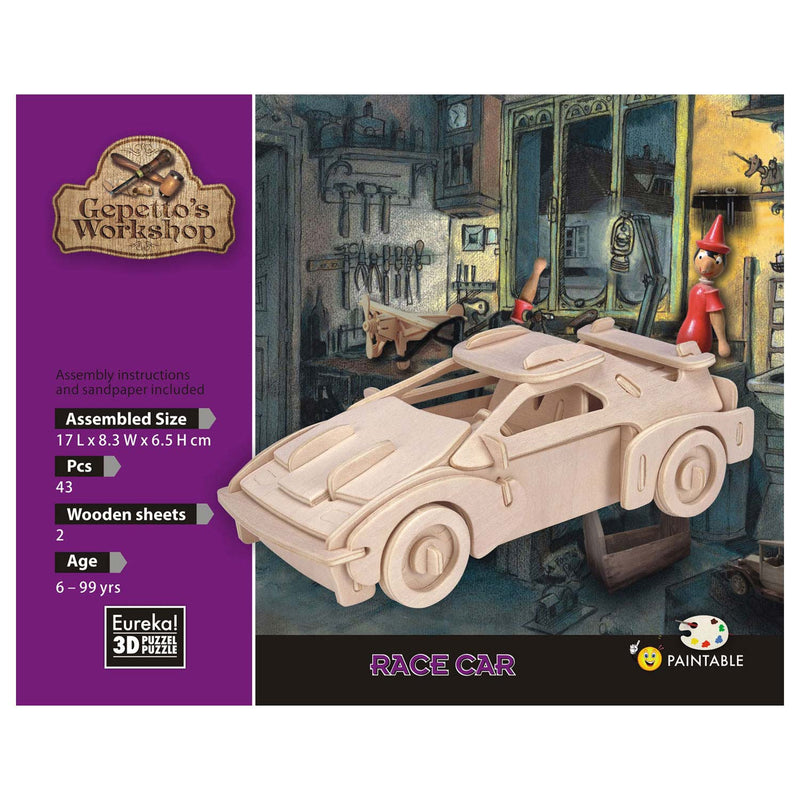Gepetto's Workshop Wooden Construction Kit 3D - Race Car