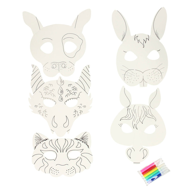 Dierenmaskers Kleuren met Stiften