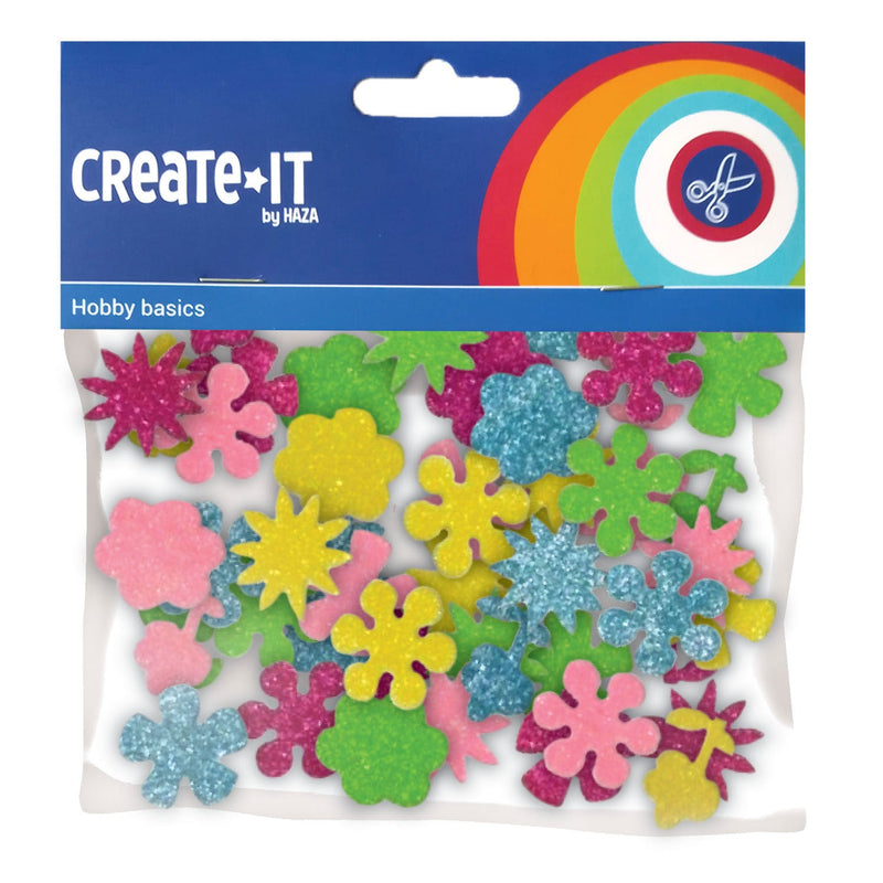 Foamstickers Bloemen Glitter 25st