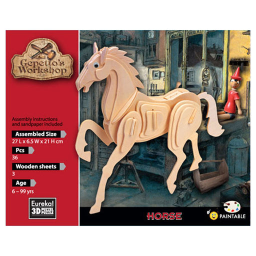 Gepetto's Workshop Houten Bouwpakket 3D - Paard Verpakking