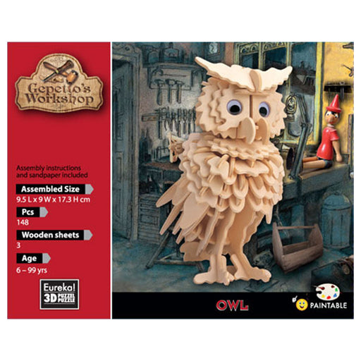 Gepetto's Workshop Houten Bouwpakket 3D - Uil verpakking