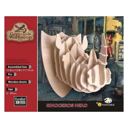 Gepetto's Workshop Houten Bouwpakket 3D - Neushoorn verpakking