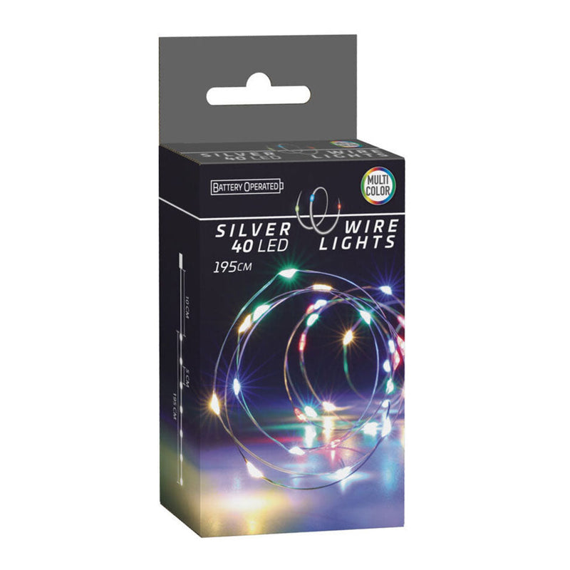 Led Lichtsnoer Zilverdraad, 195cm - Gekleurd verpakking