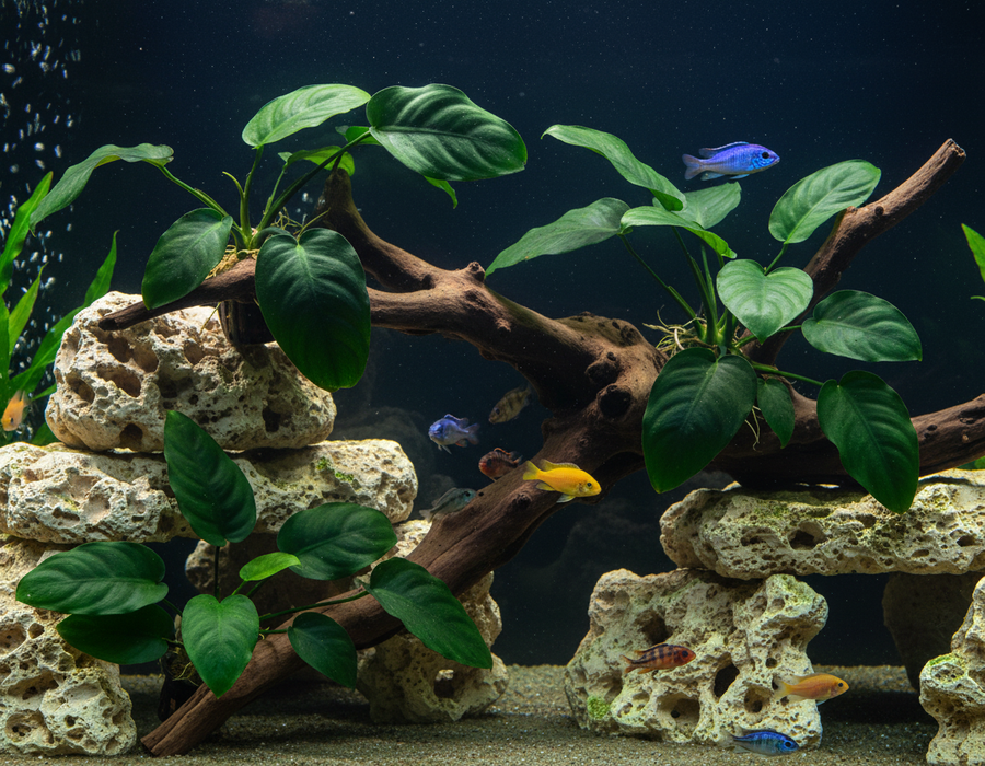 Anubias Barteri in cichliden-aquarium