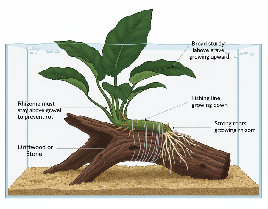 Hoe Anubias Barteri te bevestigen