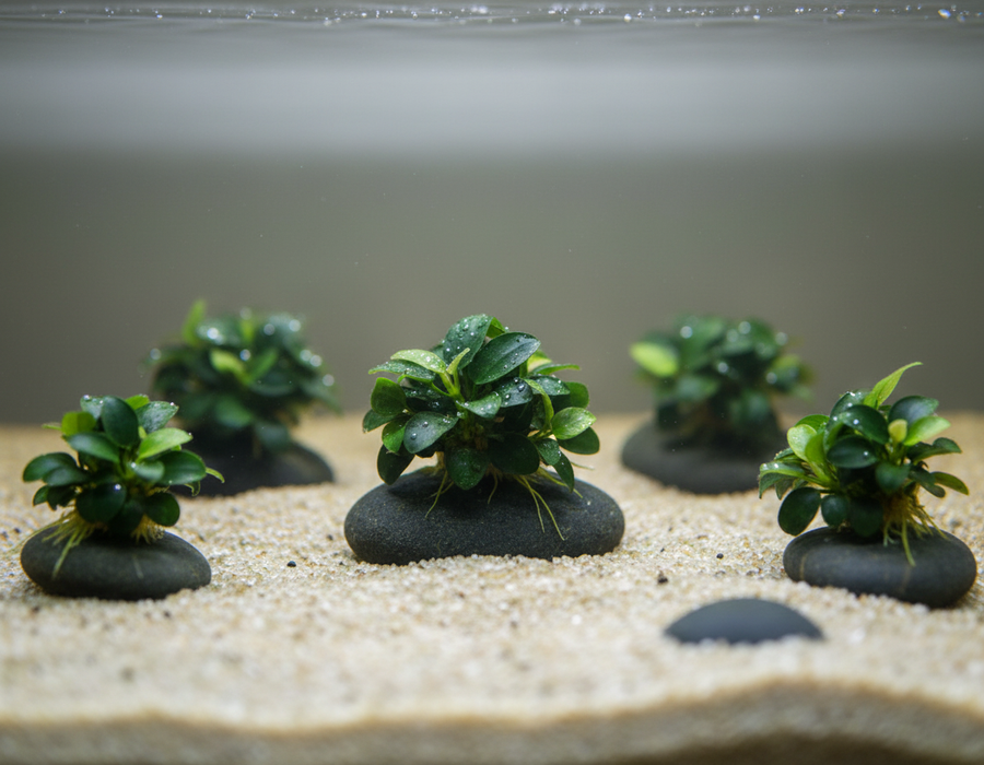 Anubias Bonsai nano aquarium - kleinste dwerg Anubias 6cm voorzone plant