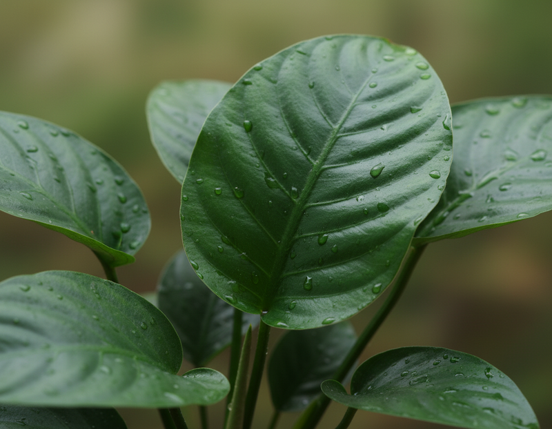 Close-up Anubias Barteri XL bladeren