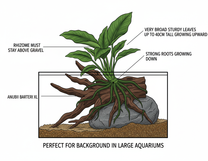 Anubias Barteri XL bevestigen op hout of steen