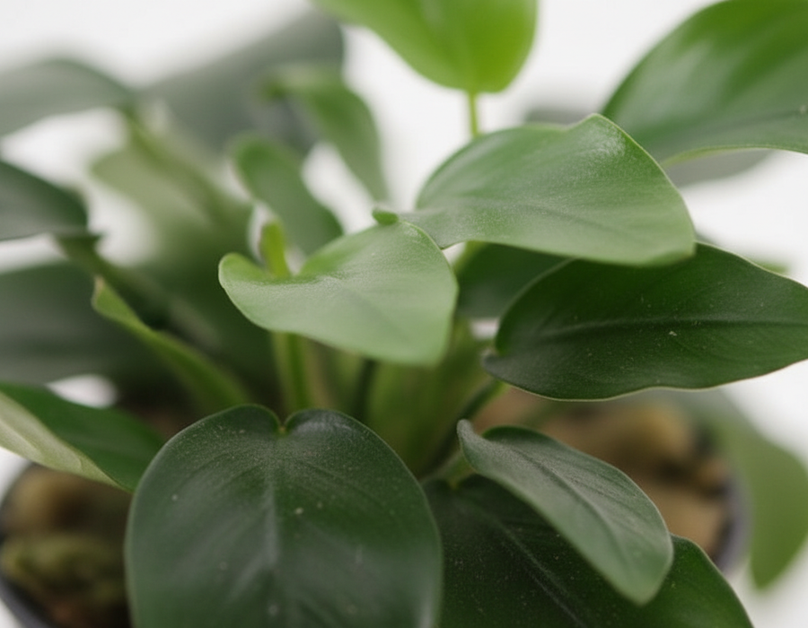 Anubias Nana close-up - compacte donkergroene bladeren 8cm aquariumplant