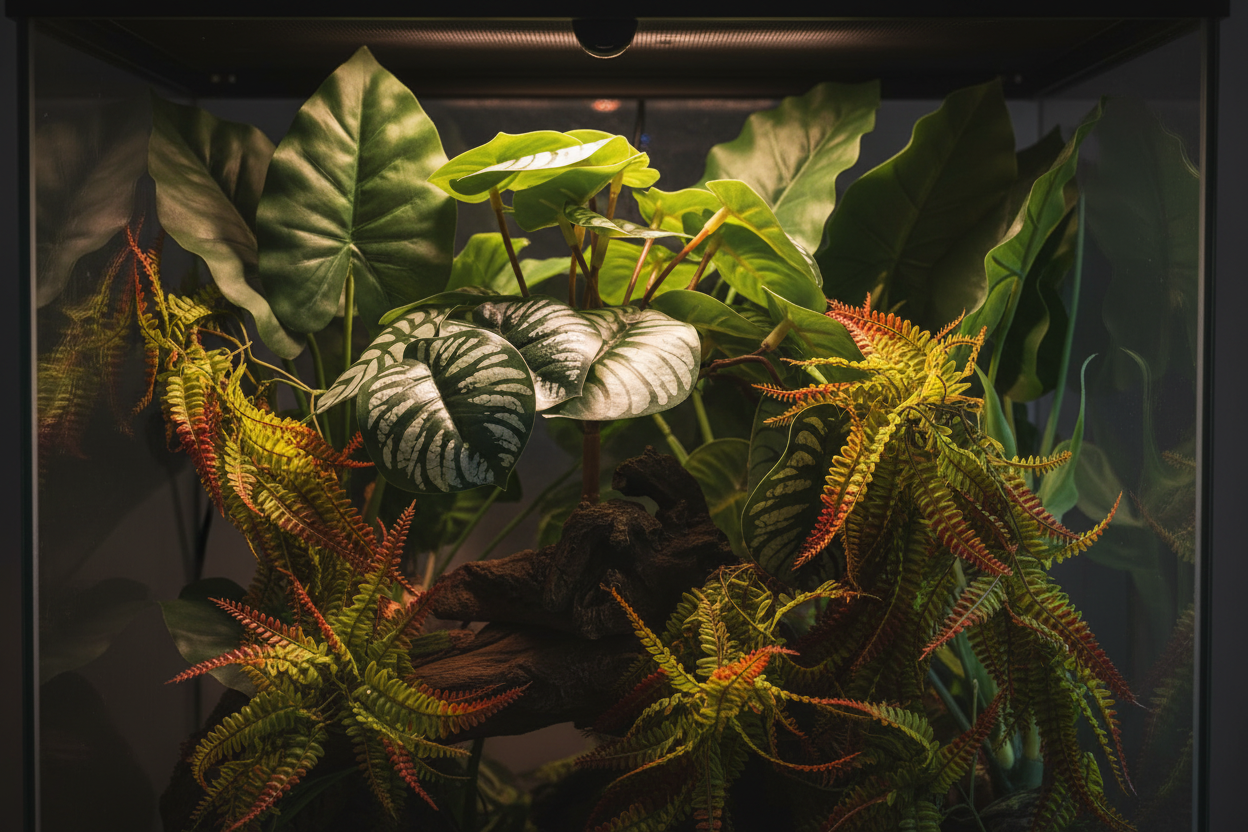 Repto kunstplanten close-up in terrarium
